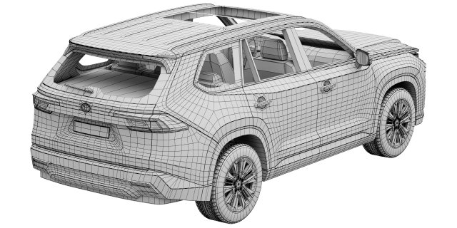 3D Toyota Grand Highlander 2024 Opening doors and trunk