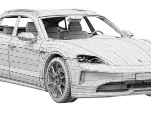 Porsche Taycan 4S Sport Turismo 2024 3D 模型