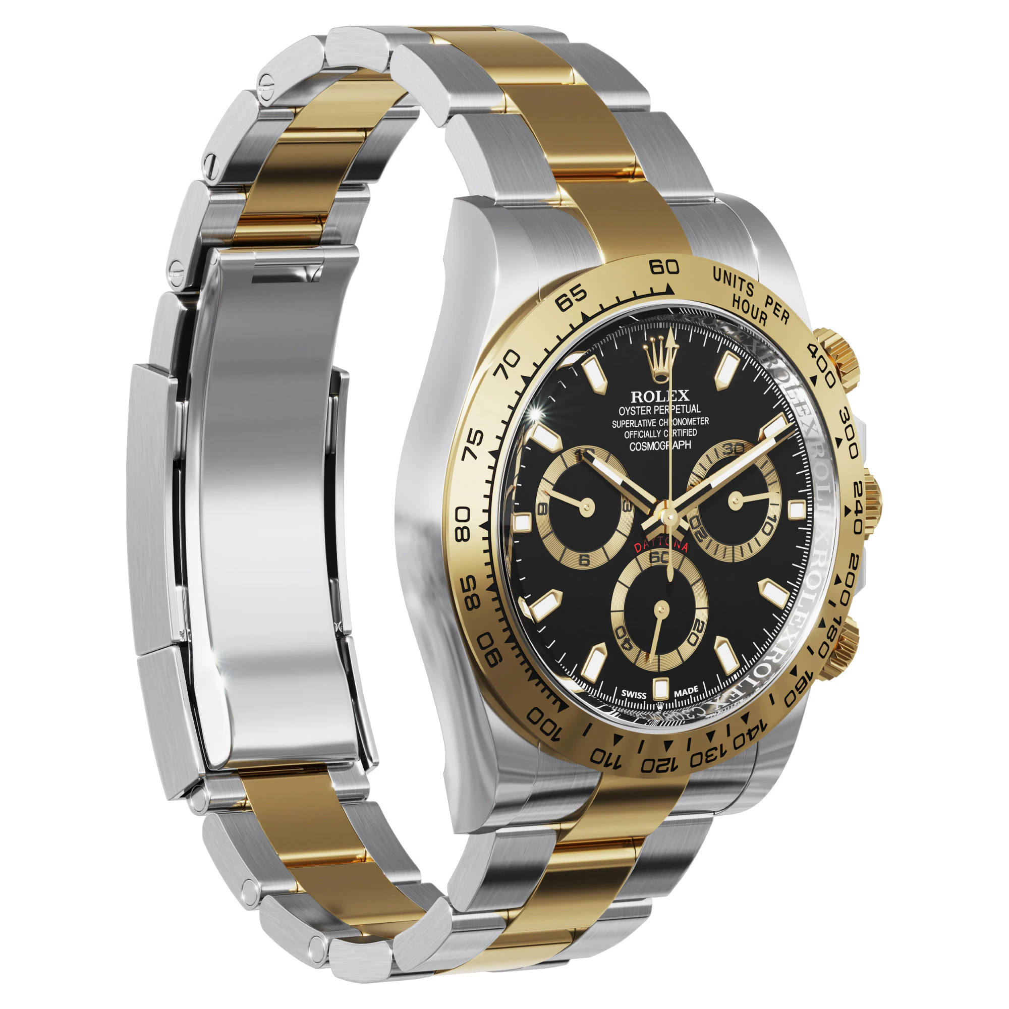 Rolex-Cosmograph Daytona two tone 3D Model .c4d .max .obj .3ds .fbx .stl .blend 