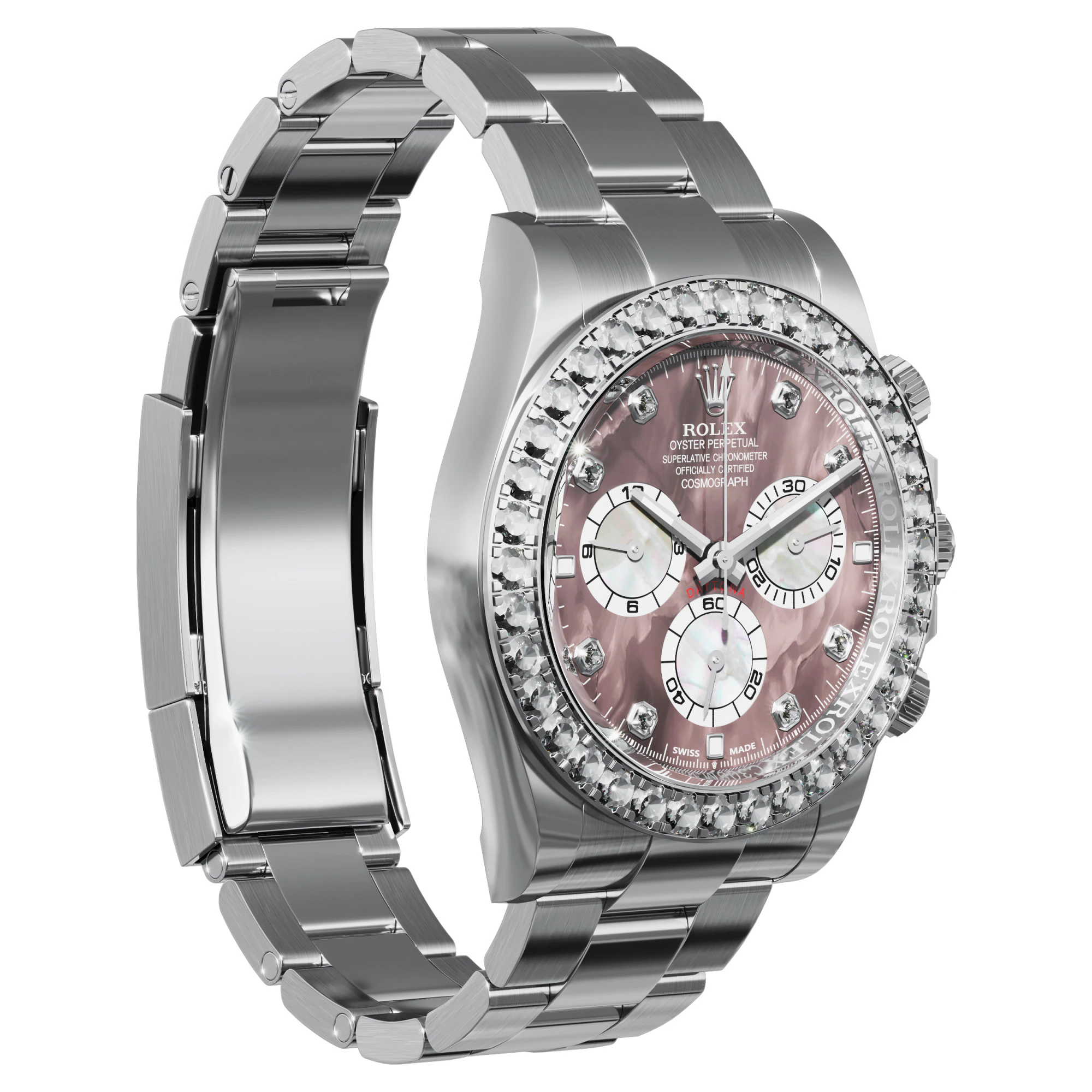 Rolex-Cosmograph Daytona diamonds 3D Model .c4d .max .obj .3ds .fbx .stl .blend 