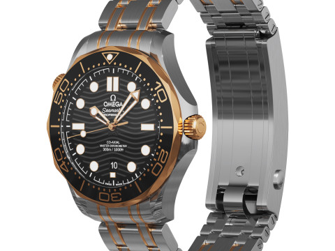 Omega Seamaster Diver 300M gold on steel Modelo 3D