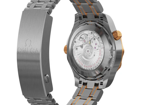 Omega Seamaster Diver 300M gold on steel 3D Model