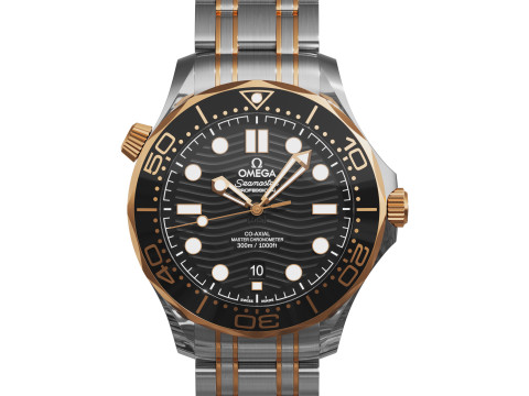 Omega Seamaster Diver 300M gold on steel Modelo 3D