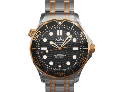 Omega Seamaster Diver 300M gold on steel 3D Model