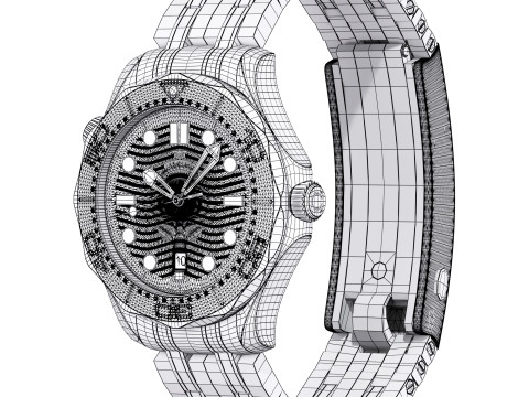 Omega Seamaster Diver 300M white Modello 3D