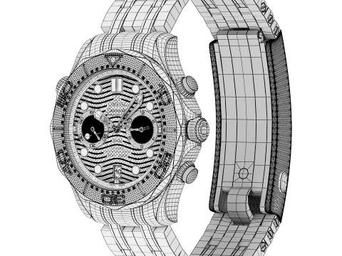 Omega Seamaster Penyelam 300M 44mm hitam Model 3D