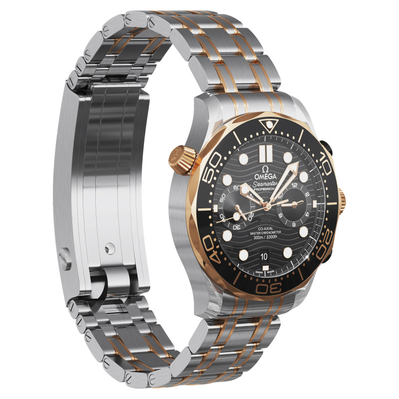 Omega Seamaster Diver 300M 44mm gold on steel 3D Model .c4d .max .obj .3ds .fbx .stl .blend