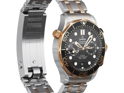 Omega Seamaster Diver 300M 44mm gold on steel 3D Модель