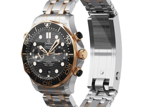 Omega Seamaster Diver 300M 44mm gold on steel 3D Model