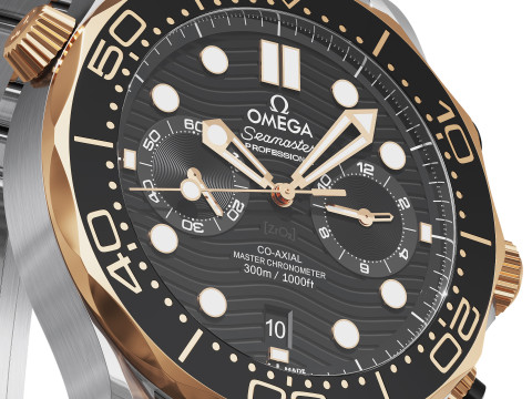Omega Seamaster Diver 300M 44mm gold on steel 3D Model