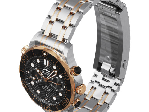 Omega Seamaster Diver 300M 44mm gold on steel 3D Model