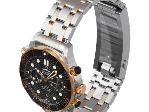 Omega Seamaster Diver 300M 44mm gold on steel 3D Model