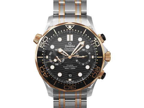 Omega Seamaster Diver 300M 44mm gold on steel 3D Model
