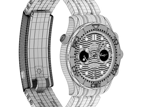 Omega Seamaster Diver 300M 44mm gold on steel 3D Model