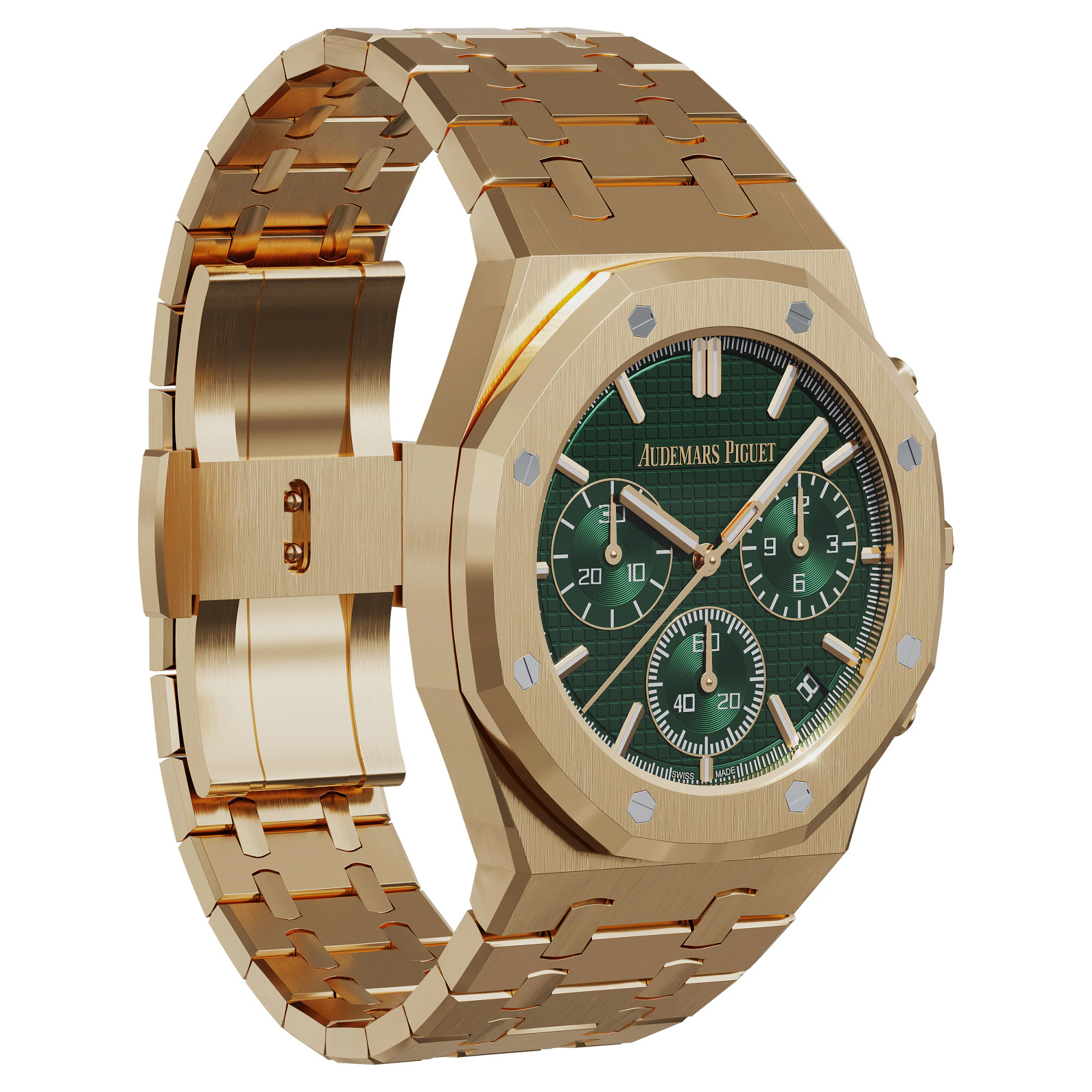 Cronógrafo automático Audemars-Piguet Royal Oak dourado Modelo 3D .c4d .max .obj .3ds .fbx .stl .blend