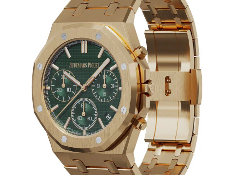 Cron&oacute;grafo autom&aacute;tico Audemars-Piguet Royal Oak dourado Modelo 3D