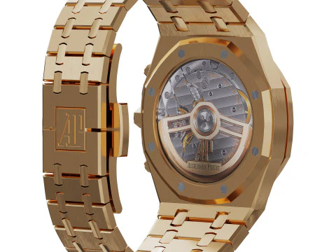 Cron&oacute;grafo autom&aacute;tico Audemars-Piguet Royal Oak dourado Modelo 3D