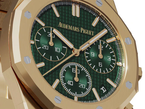 Cron&oacute;grafo autom&aacute;tico Audemars-Piguet Royal Oak dourado Modelo 3D