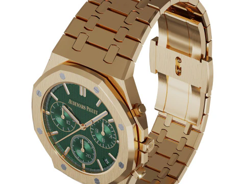 Cron&oacute;grafo autom&aacute;tico Audemars-Piguet Royal Oak dourado Modelo 3D