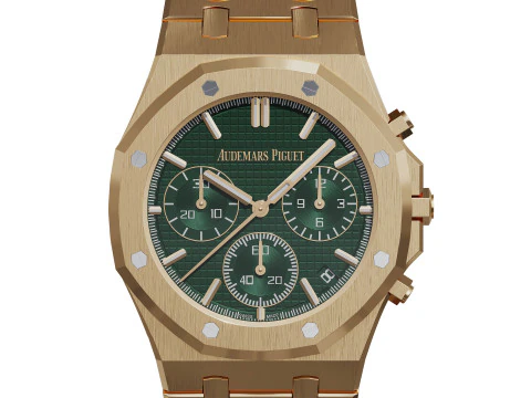 Cron&oacute;grafo autom&aacute;tico Audemars-Piguet Royal Oak dourado Modelo 3D