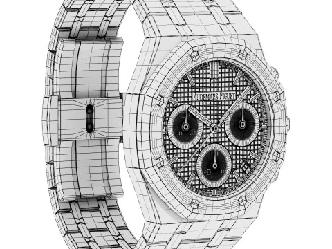 Cron&oacute;grafo autom&aacute;tico Audemars-Piguet Royal Oak dourado Modelo 3D