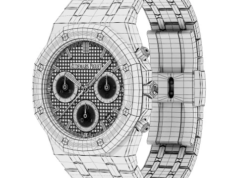 Cron&oacute;grafo autom&aacute;tico Audemars-Piguet Royal Oak dourado Modelo 3D