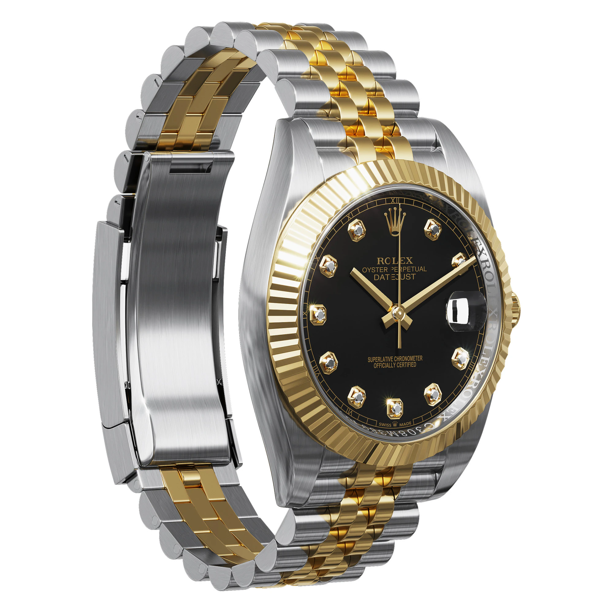 Rolex-Datejust 41 quadrante nero brillante Modello 3D .c4d .max .obj .3ds .fbx .stl .blend