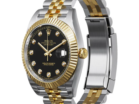 Rolex-Datejust 41 quadrante nero brillante Modello 3D