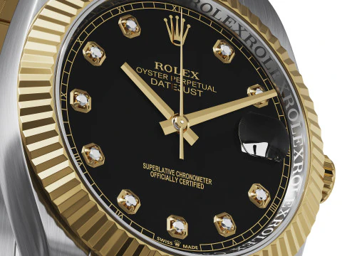 Rolex-Datejust 41 quadrante nero brillante Modello 3D