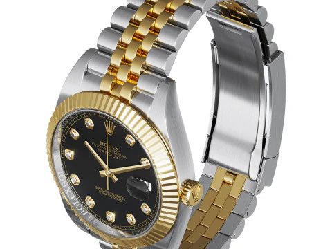 Rolex-Datejust 41 quadrante nero brillante Modello 3D