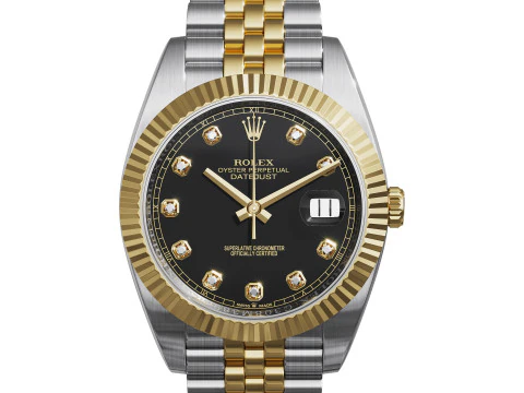Rolex-Datejust 41 quadrante nero brillante Modello 3D
