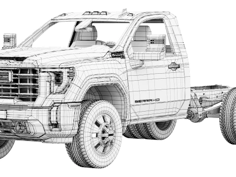GMC Sierra 3500 HD Chassis Regular Cab SLE 2026 3D Model