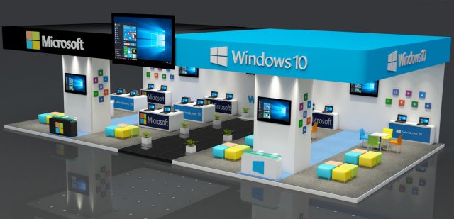 microsoft windows 10 exhibition stand 3Dモデル .c4d .max .obj .3ds .fbx .stl .blend 