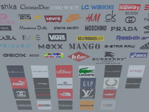 fashion brands logos package 3D Model