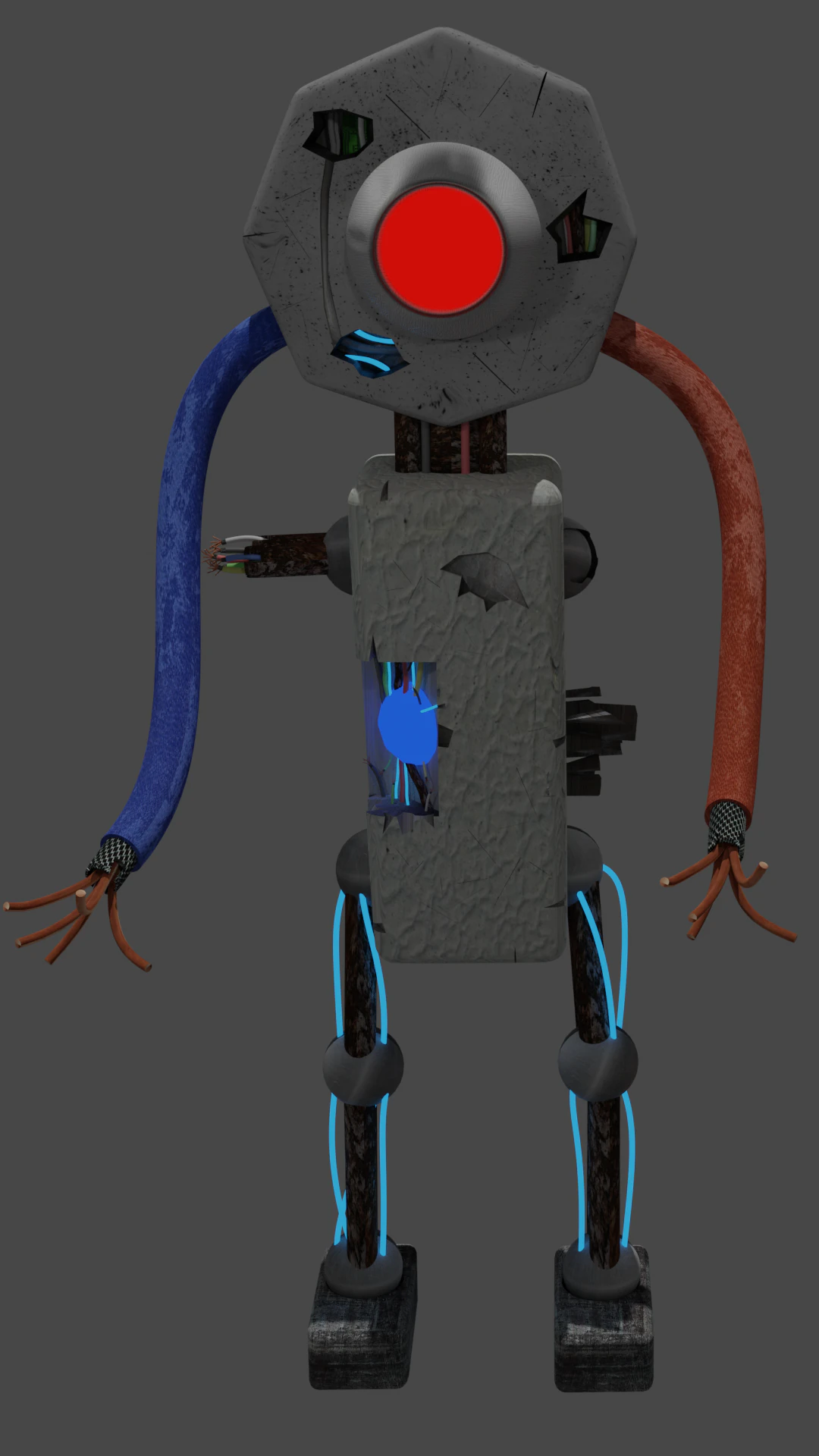 a broken robot 3D Model .c4d .max .obj .3ds .fbx .stl .blend 