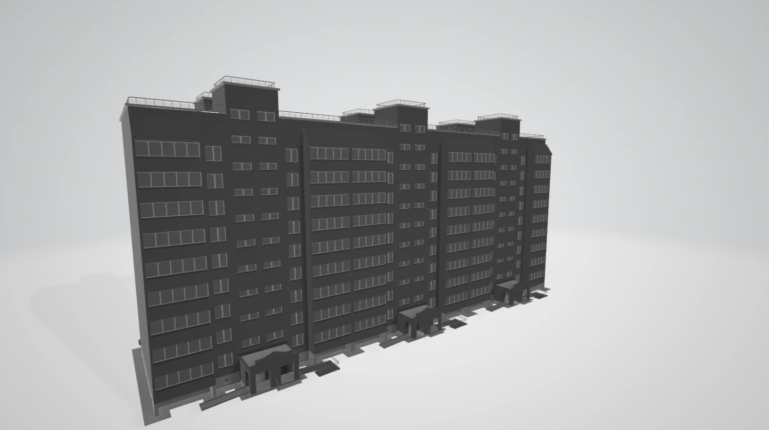 9 storey house 3D Model .c4d .max .obj .3ds .fbx .stl .blend 