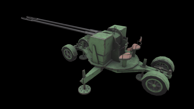 anti aircraft twin pg99 type 90 35mm Modelo 3D .c4d .max .obj .3ds .fbx .stl .blend 