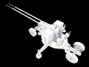 anti aircraft twin pg99 type 90 35mm 3D Model