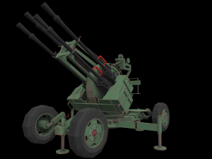 3d military package zpu rocket launcher missile artillery azp low-poly Modello 3D
