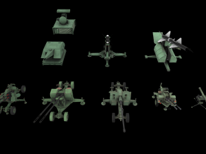 3d military package zpu rocket launcher missile artillery azp low-poly Modello 3D