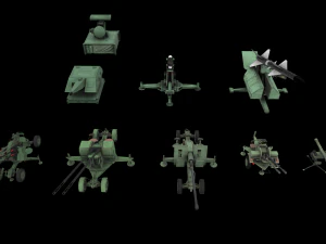 Pacote militar 3d zpu lan&ccedil;ador de foguetes artilharia de m&iacute;sseis azp low-poly Modelo 3D