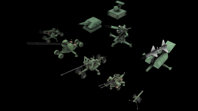 3d military package zpu rocket launcher missile artillery azp low-poly Modello 3D .c4d .max .obj .3ds .fbx .stl .blend 