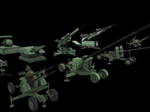3d military package zpu rocket launcher missile artillery azp low-poly Modello 3D