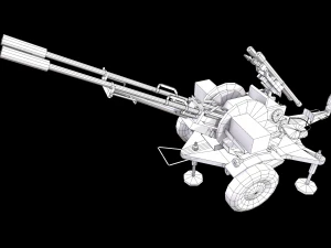 Pacote militar 3d zpu lan&ccedil;ador de foguetes artilharia de m&iacute;sseis azp low-poly Modelo 3D