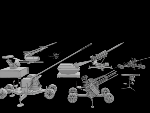 3d military package zpu rocket launcher missile artillery azp low-poly Modello 3D