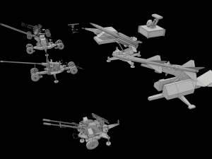 3d military package zpu rocket launcher missile artillery azp low-poly Modello 3D