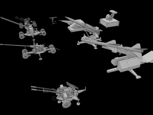 Pacote militar 3d zpu lan&ccedil;ador de foguetes artilharia de m&iacute;sseis azp low-poly Modelo 3D
