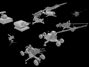 Pacote militar 3d zpu lan&ccedil;ador de foguetes artilharia de m&iacute;sseis azp low-poly Modelo 3D