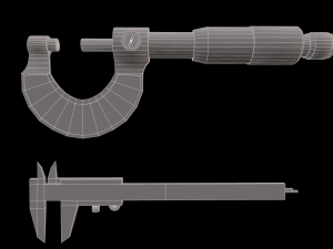 micrometer and calipers physics low-poly 3D Model