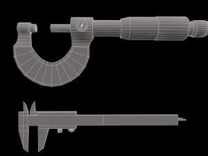 micrometer and calipers physics low-poly 3D Model